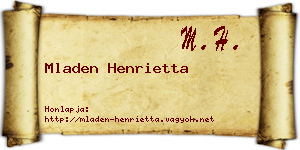 Mladen Henrietta névjegykártya
